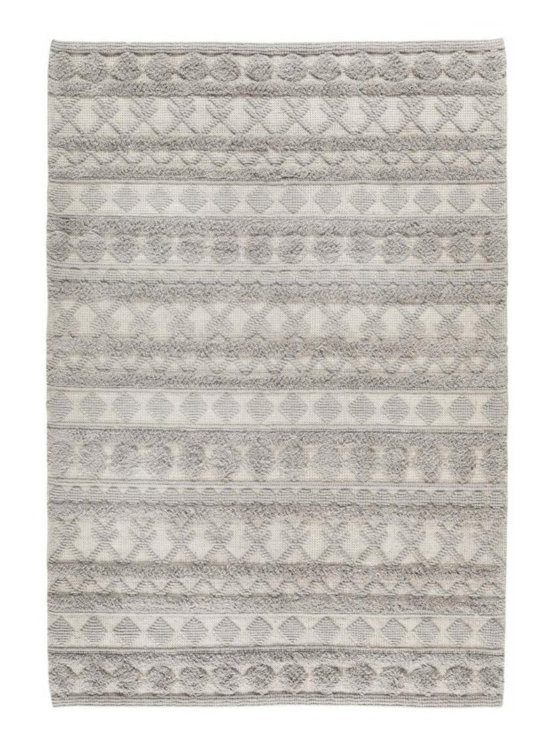 Tapis salon et chambre tissé en laine motif scandinave TINCA Gris - Kiabi