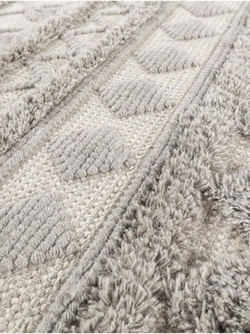 Tapis salon et chambre tissé en laine motif scandinave TINCA Gris - Kiabi