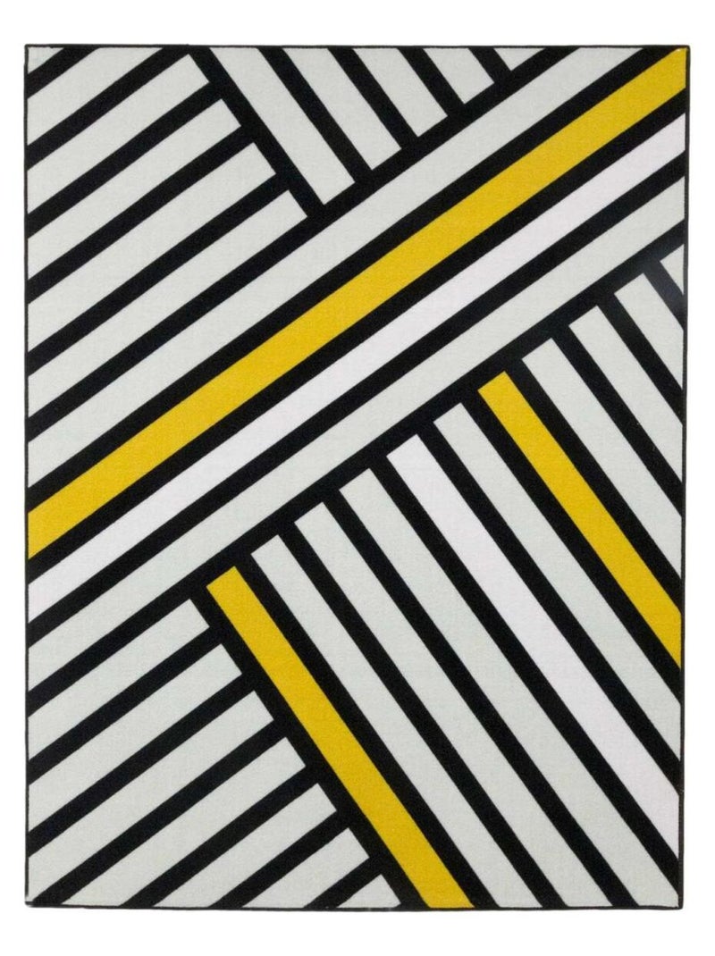 Tapis salon et chambre tissé en nylon motif géométrique TRIANGA Jaune - Kiabi