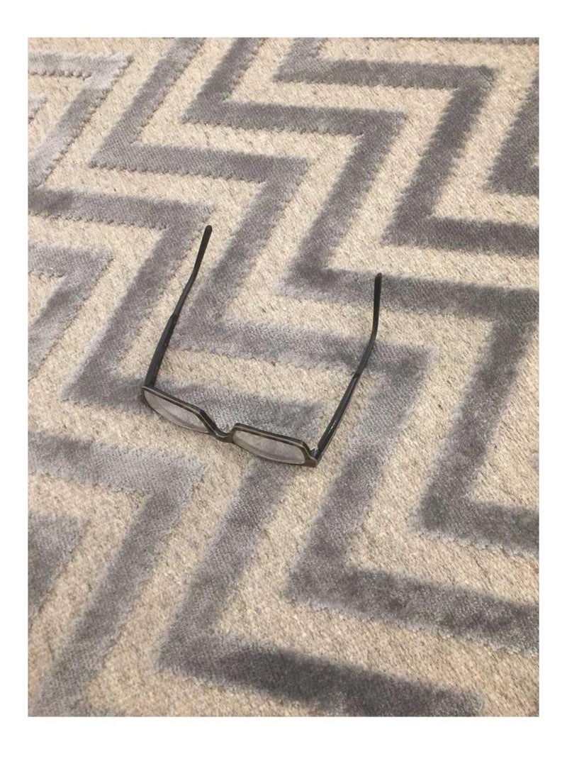 Tapis salon et chambre tissé en viscose motif géométrique CHEVROL Gris - Kiabi