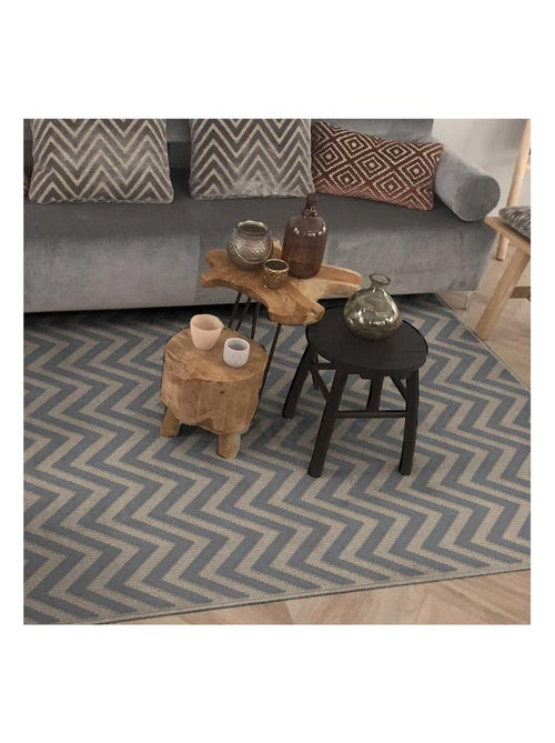 Tapis salon et chambre tissé en viscose motif géométrique CHEVROL - Kiabi