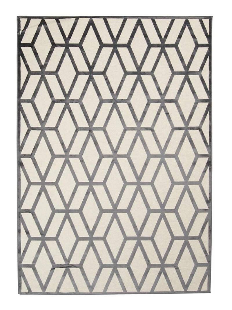 Tapis salon et chambre tissé en viscose motif scandinave SONDAC Ecru - Kiabi
