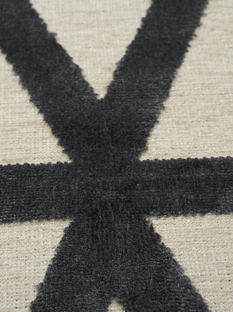 Tapis salon et chambre tissé en viscose motif scandinave SONDAC Ecru - Kiabi