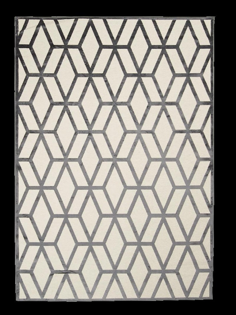 Tapis salon et chambre tissé en viscose motif scandinave SONDAC Ecru - Kiabi