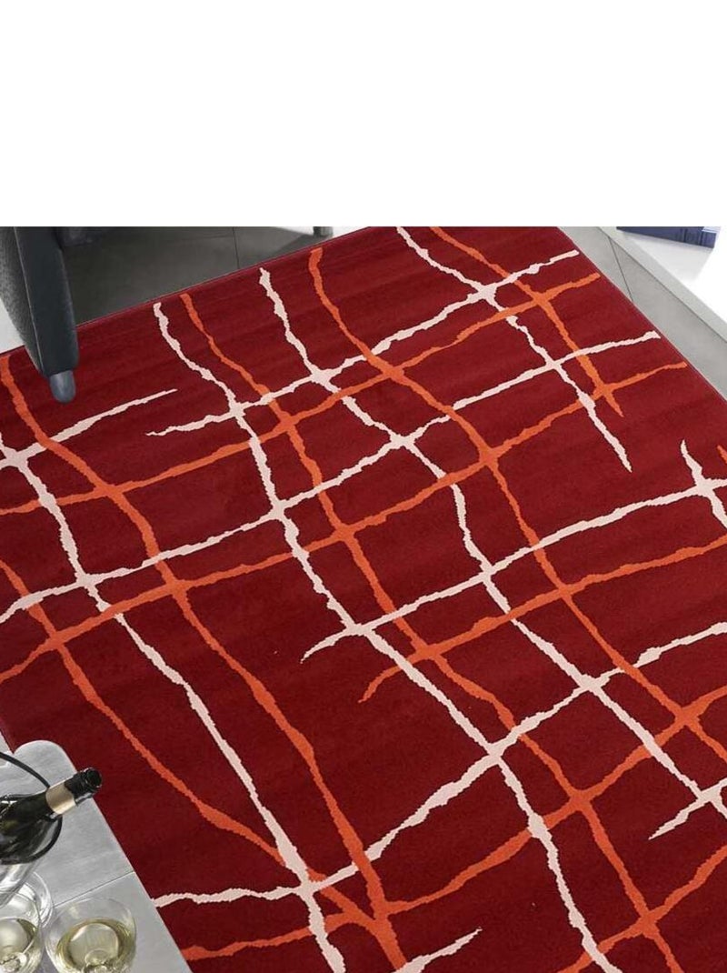 Tapis salon et chambre tissé motif abstrait AF1 MALMO Rouge - Kiabi