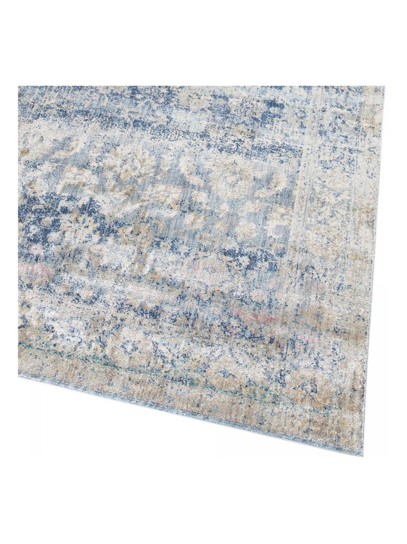 Tapis salon et chambre tissé motif abstrait BELANO Bleu - Kiabi