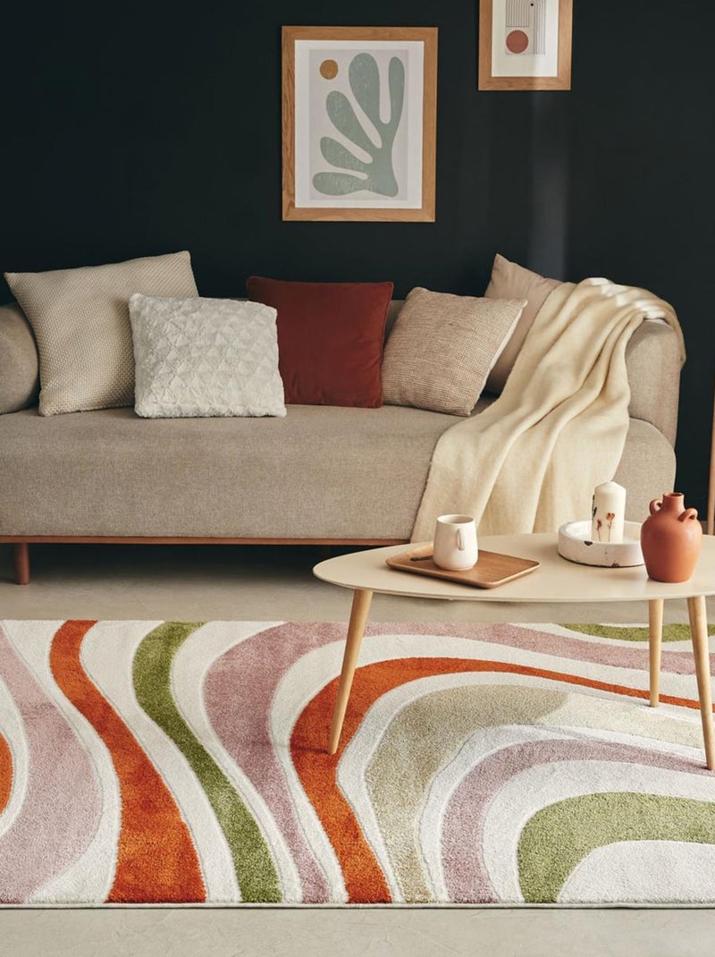 Tapis salon et chambre tissé motif abstrait ECHO 4 Multicolore - Kiabi