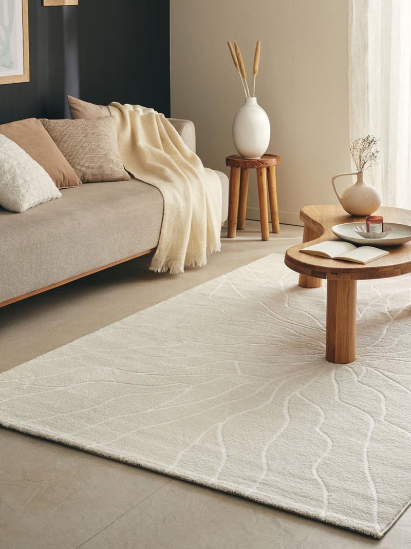 Tapis salon et chambre tissé motif abstrait ECHO 5 Ecru - Kiabi