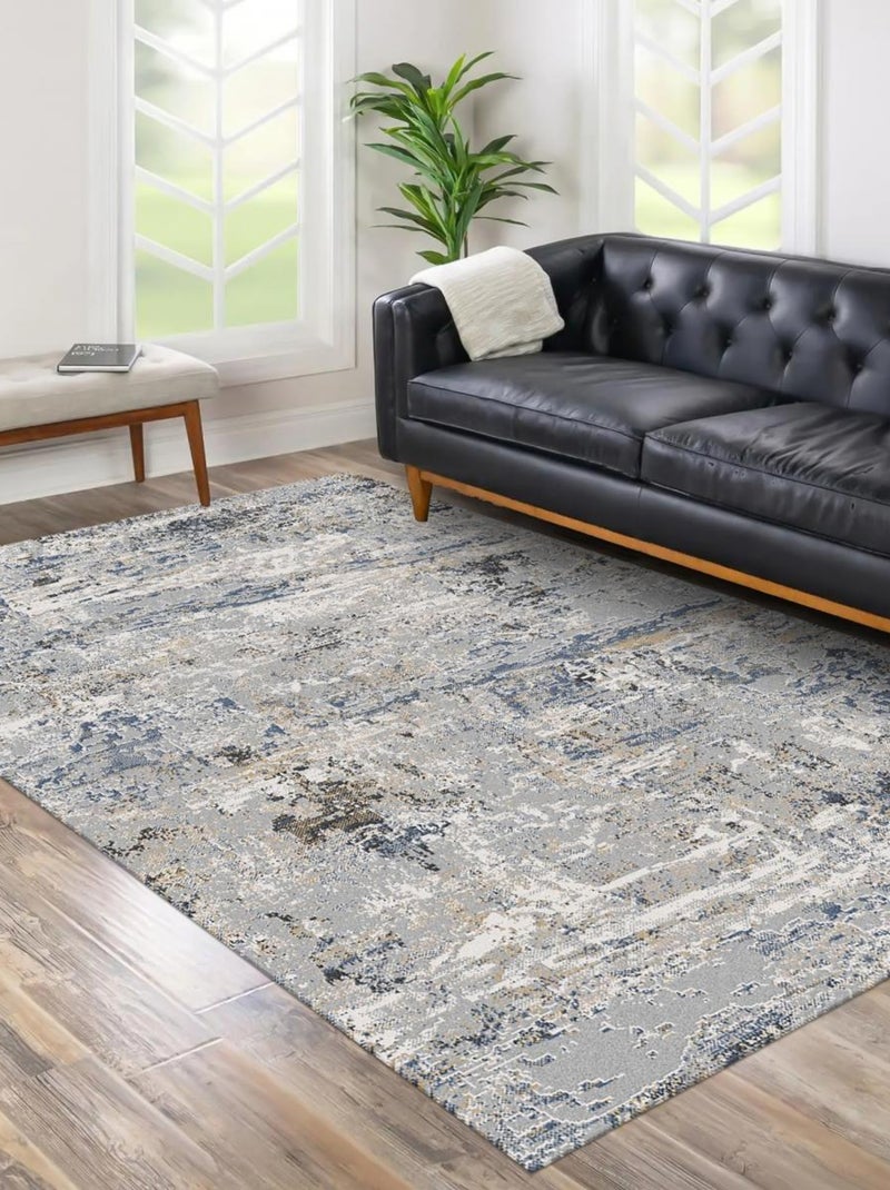 Tapis salon et chambre tissé motif abstrait ELAA Gris - Kiabi