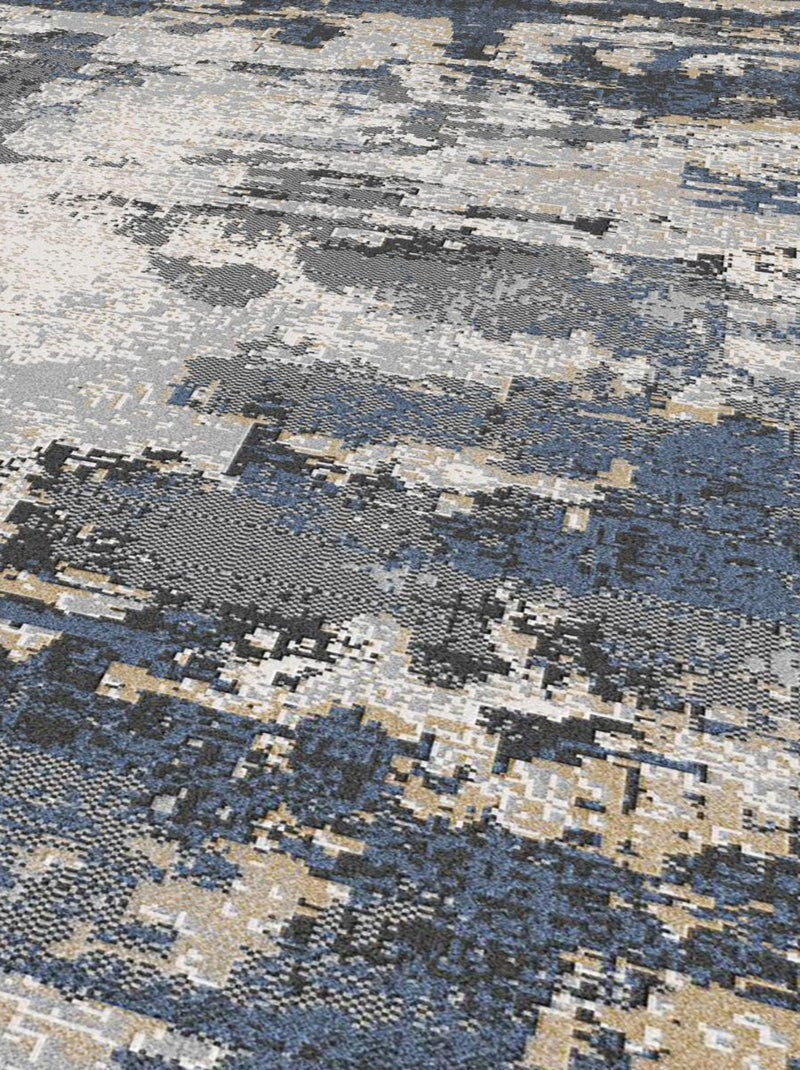 Tapis salon et chambre tissé motif abstrait ELAB Bleu - Kiabi