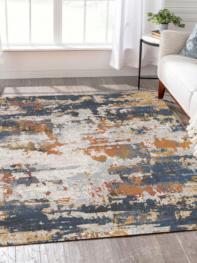 Tapis salon et chambre tissé motif abstrait ELAB Marron - Kiabi