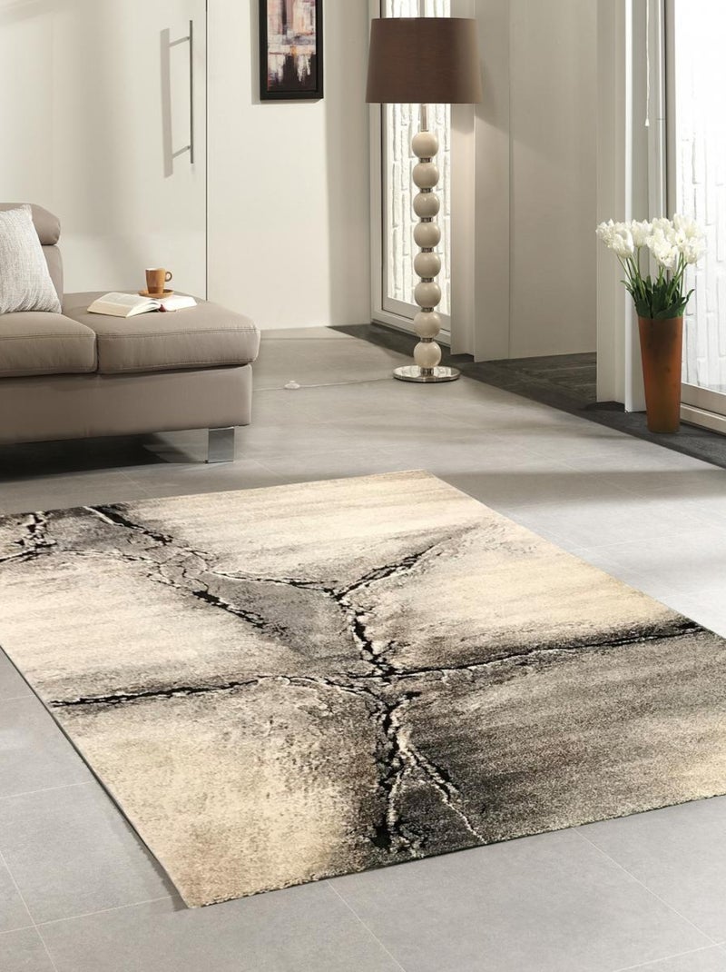 Tapis salon et chambre tissé motif abstrait FRACIL Gris - Kiabi