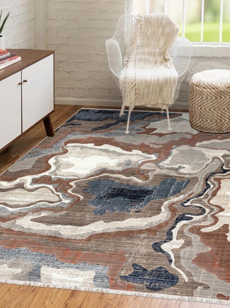 Tapis salon et chambre tissé motif abstrait GUZELLE B Multicolore - Kiabi