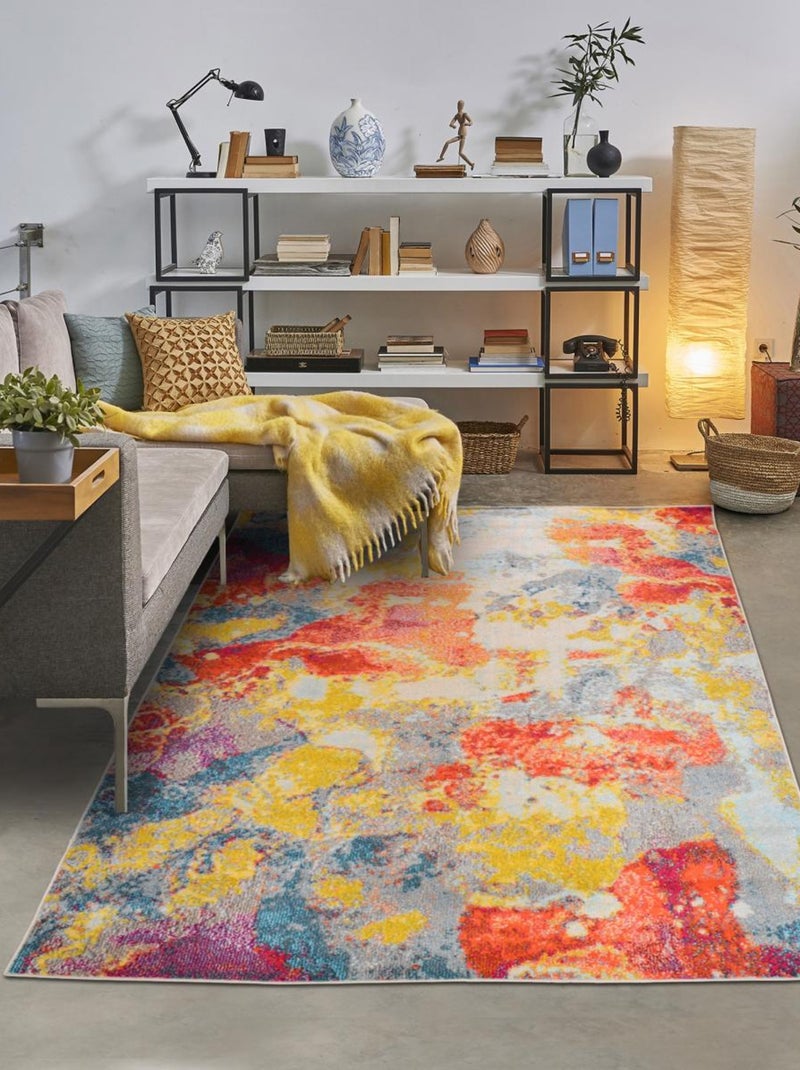 Tapis salon et chambre tissé motif abstrait JONA 1 Multicolore - Kiabi