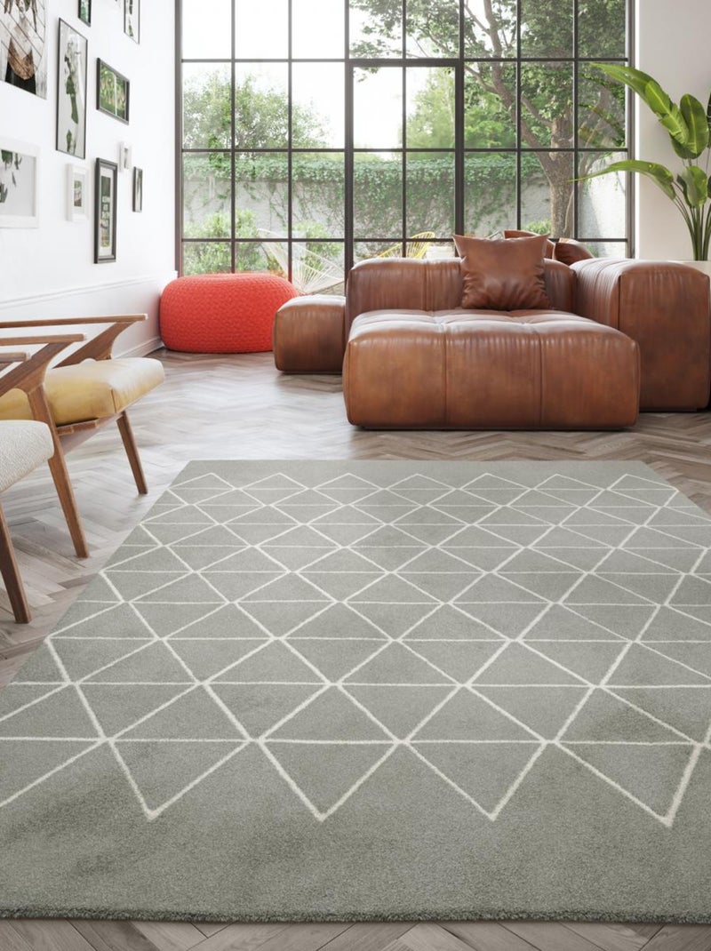Tapis salon et chambre tissé motif abstrait LUCEN 4 Gris - Kiabi