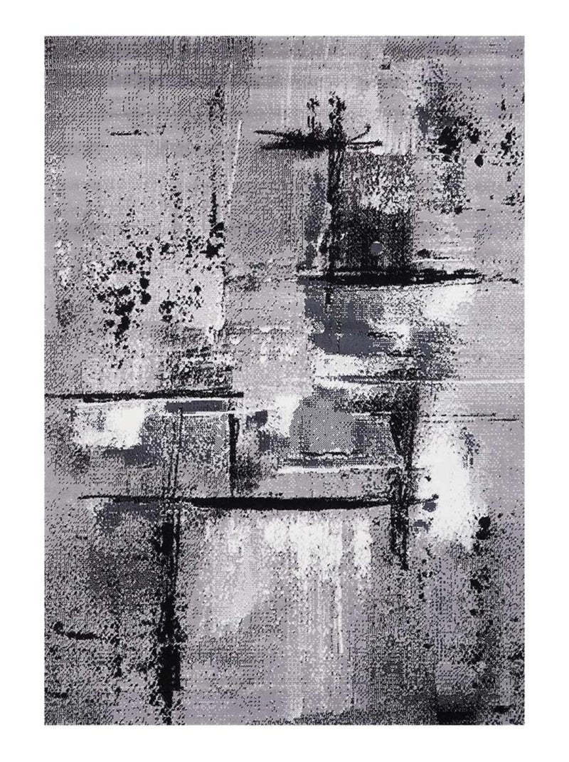 Tapis salon et chambre tissé motif abstrait LYN1 TABLO Gris - Kiabi