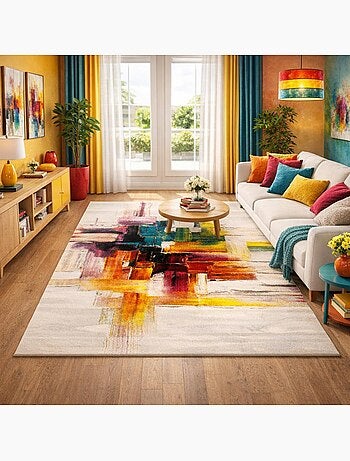 Tapis salon et chambre tissé motif abstrait LYN8 BELO 3