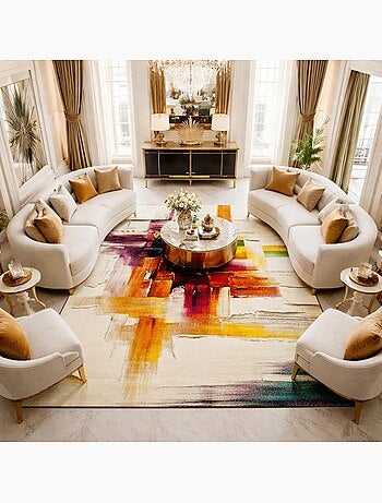 Tapis salon et chambre tissé motif abstrait LYN8 BELO 3