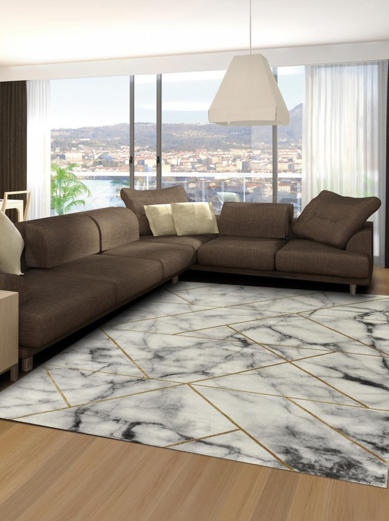 Tapis salon et chambre tissé motif abstrait MARBLI Gris - Kiabi