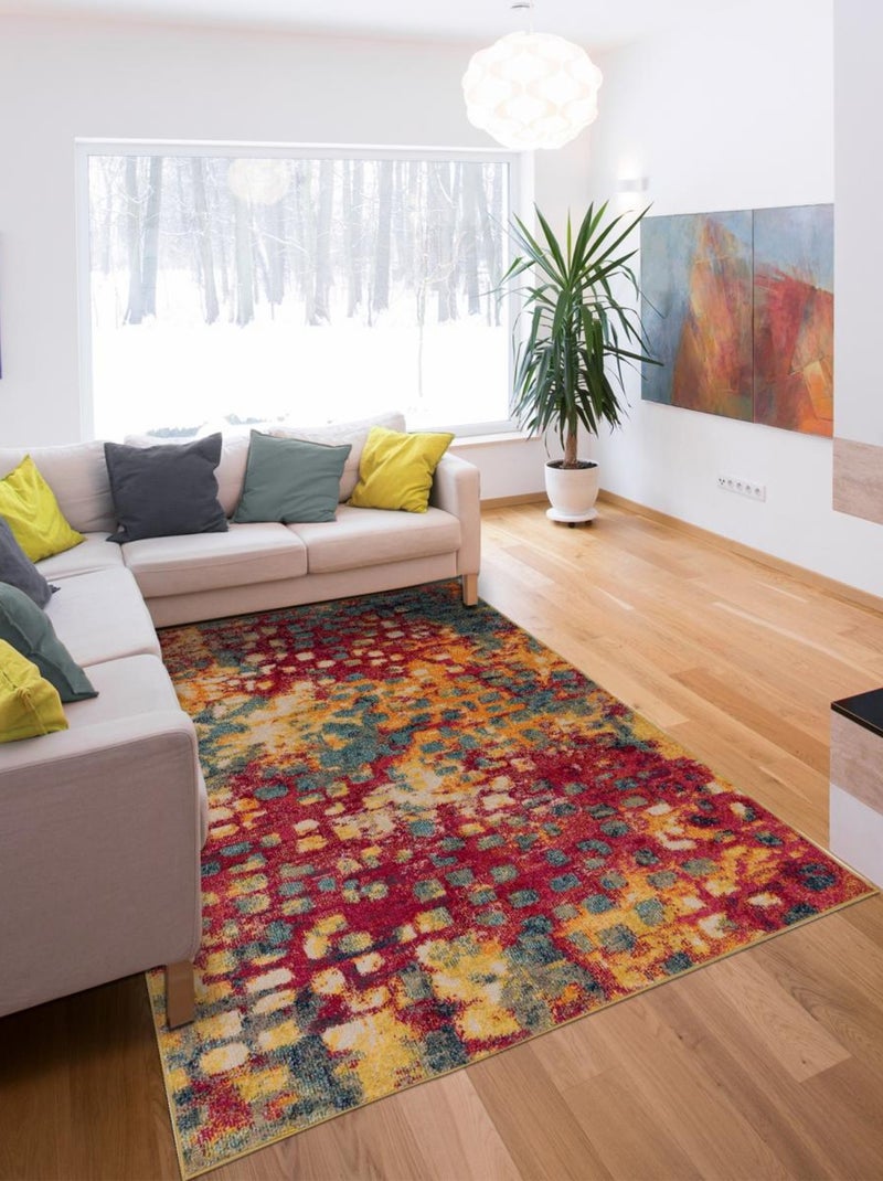 Tapis salon et chambre tissé motif abstrait OLSA Multicolore - Kiabi