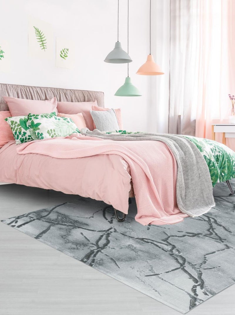 Tapis salon et chambre tissé motif abstrait SIDLI Argent - Kiabi