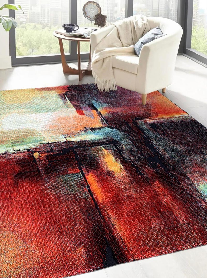 Tapis salon et chambre tissé motif abstrait TABOR Multicolore - Kiabi