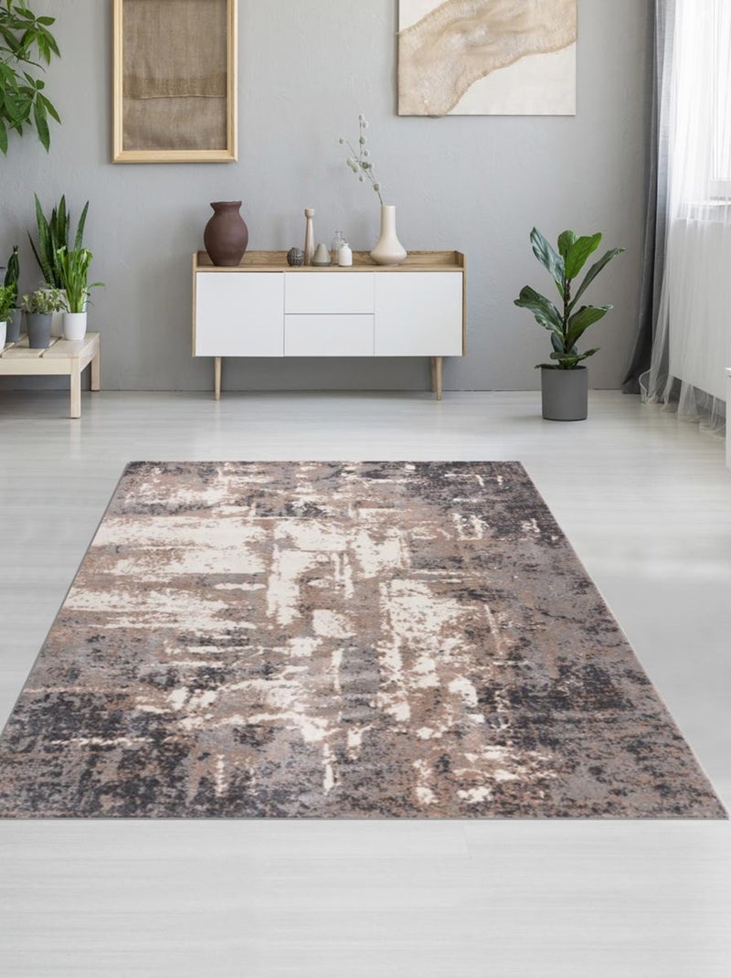 Tapis salon et chambre tissé motif abstrait TRENDA Beige - Kiabi