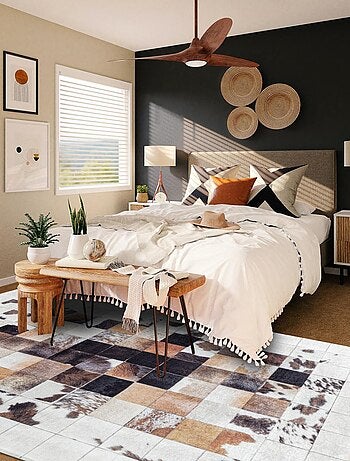 Tapis salon et chambre tissé motif animaux HUSLIO