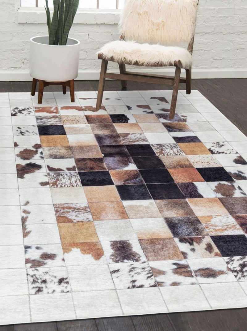 Tapis salon et chambre tissé motif animaux HUSLIO Ecru - Kiabi