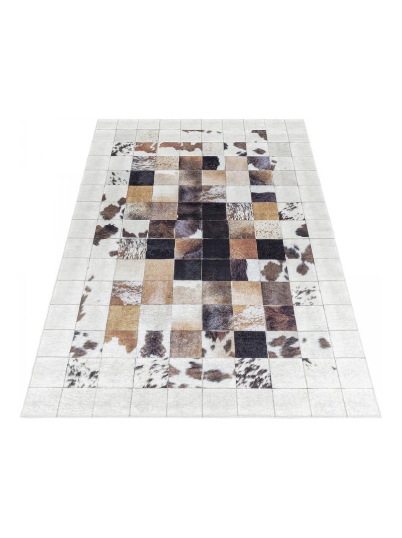 Tapis salon et chambre tissé motif animaux HUSLIO Ecru - Kiabi
