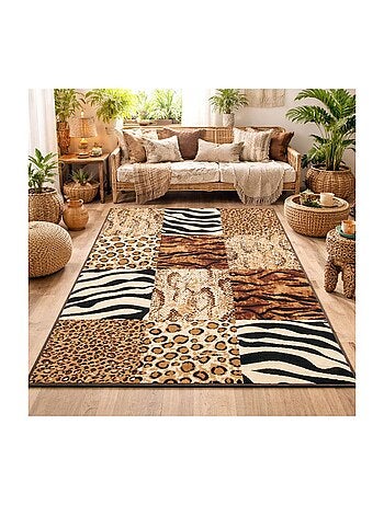 Tapis salon et chambre tissé motif animaux LYN1 SAVANA