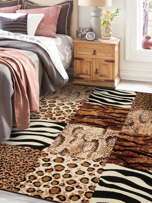 Tapis salon et chambre tissé motif animaux LYN1 SAVANA - Kiabi