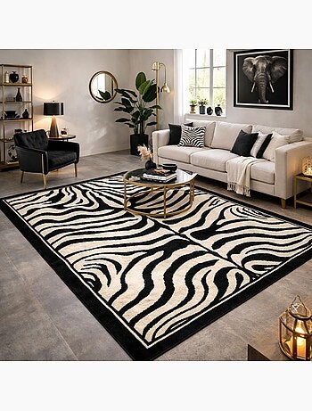 Tapis salon et chambre tissé motif animaux LYN1 ZEBRO