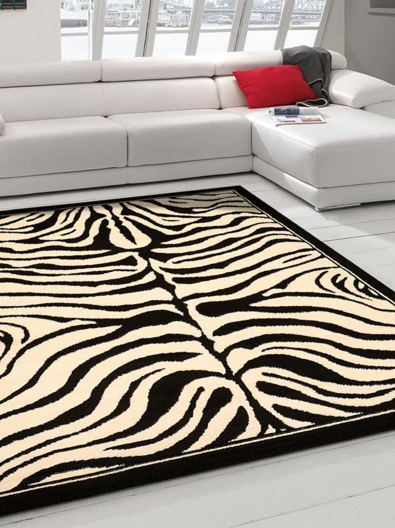 Tapis salon et chambre tissé motif animaux LYN1 ZEBRO Noir - Kiabi
