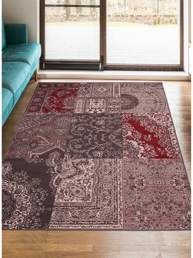 Tapis salon et chambre tissé motif baroque LYN1 NYBRO Gris - Kiabi