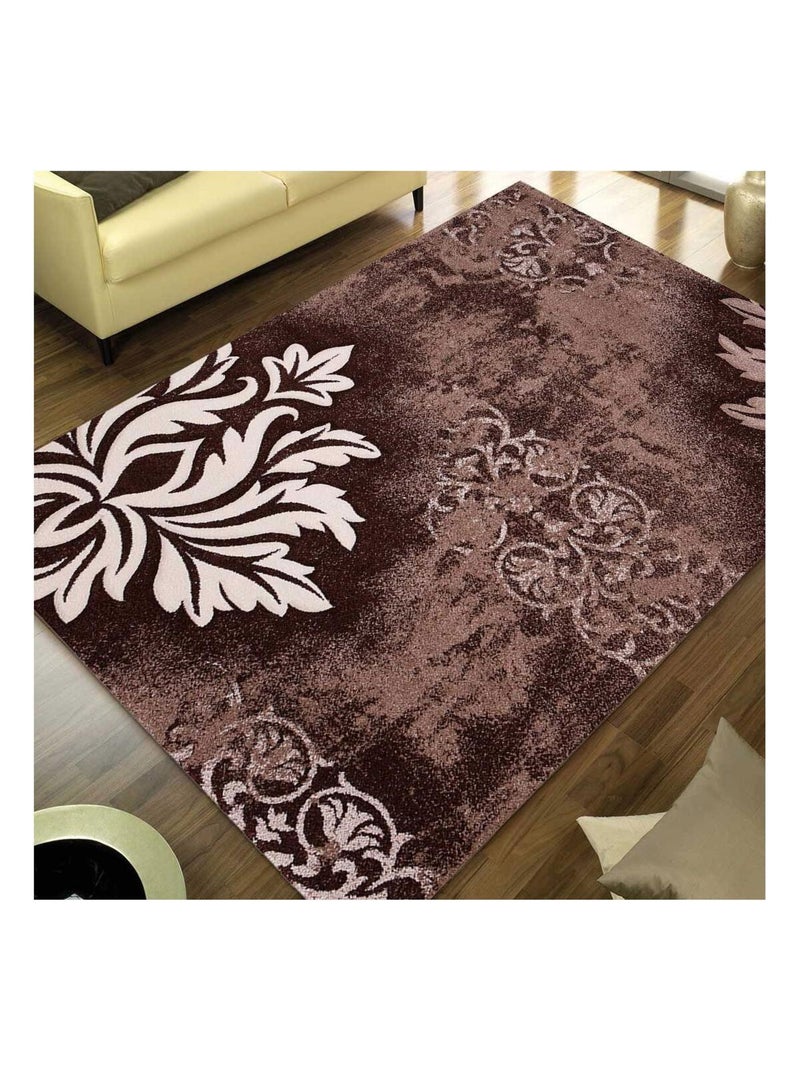 Tapis salon et chambre tissé motif baroque LYN8 Marron - Kiabi