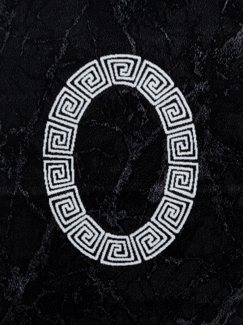 Tapis salon et chambre tissé motif baroque SAPURI Noir - Kiabi