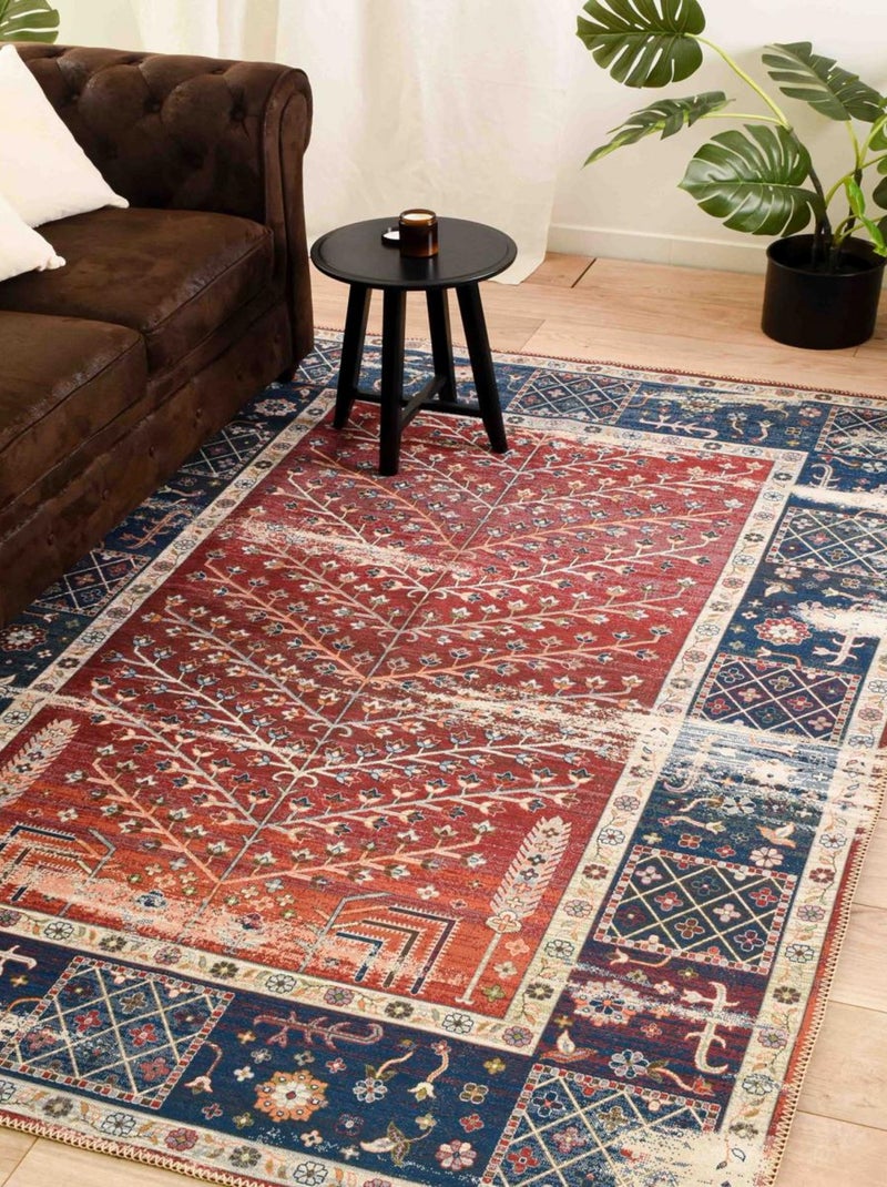 Tapis salon et chambre tissé motif baroque SPENO 2 Rouge - Kiabi