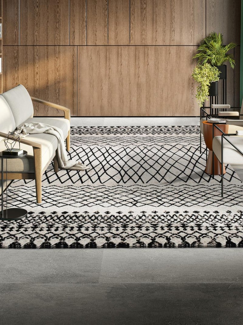 Tapis salon et chambre tissé motif berbère LYN8 Beige - Kiabi