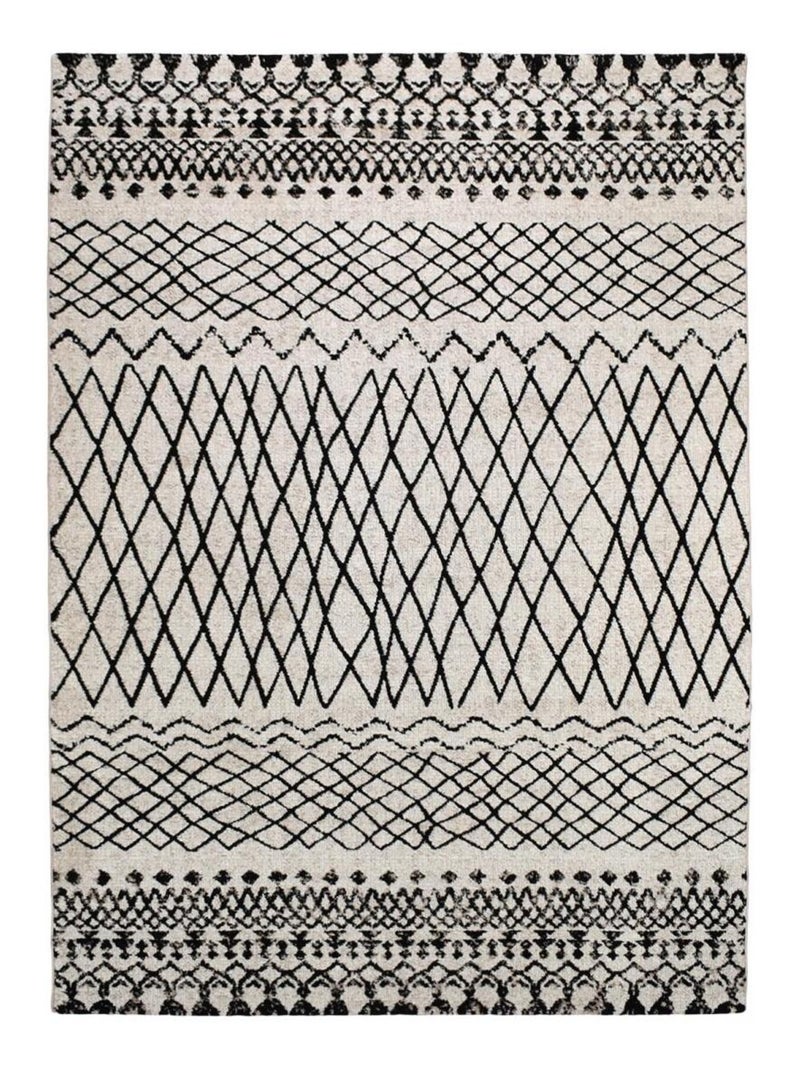 Tapis salon et chambre tissé motif berbère MO 83 Beige - Kiabi