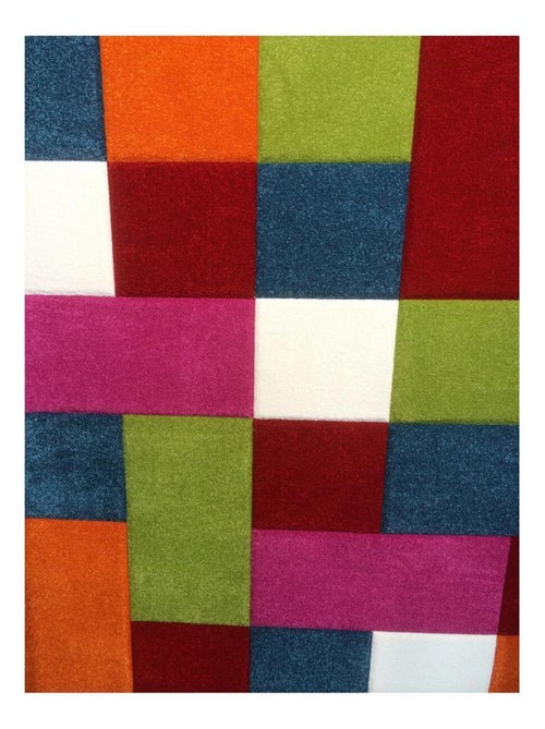 Tapis salon et chambre tissé motif damier CARREAUX - Kiabi