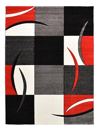 Tapis salon et chambre tissé motif damier LYN8 COMMA