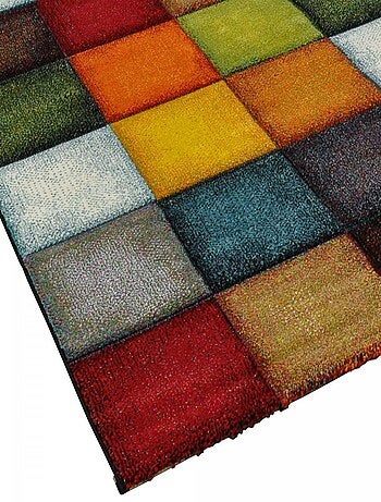 Tapis salon et chambre tissé motif damier LYN8 BELO 31