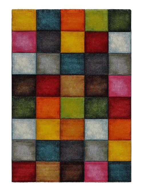 Tapis salon et chambre tissé motif damier LYN8 BELO 31 - Kiabi