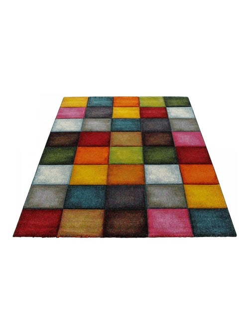 Tapis salon et chambre tissé motif damier LYN8 BELO 31 - Kiabi