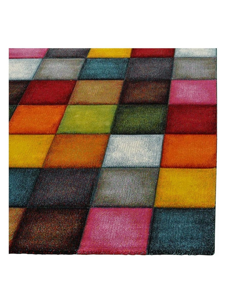 Tapis salon et chambre tissé motif damier LYN8 BELO 31 Multicolore - Kiabi