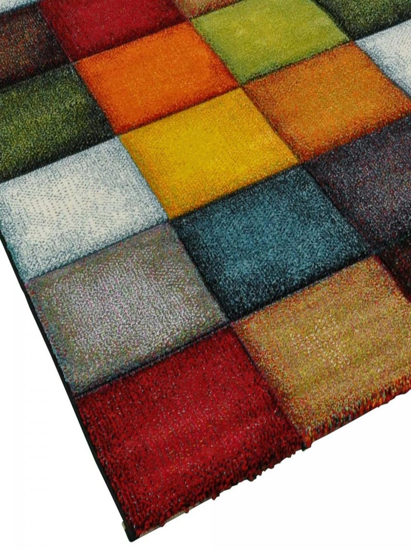 Tapis salon et chambre tissé motif damier LYN8 BELO 31 Multicolore - Kiabi