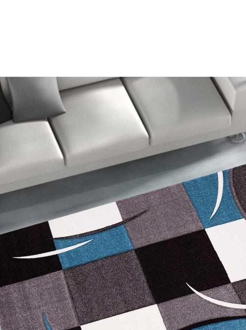 Tapis salon et chambre tissé motif damier LYN8 COMMA - Kiabi