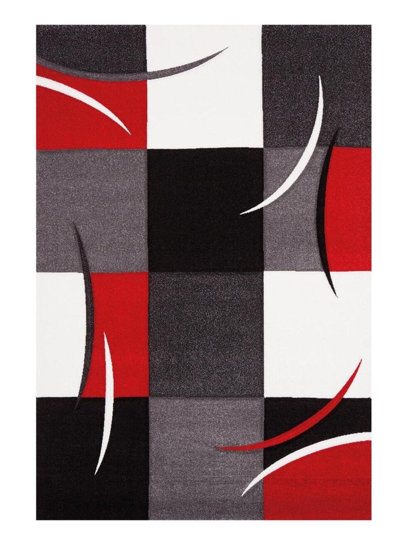 Tapis salon et chambre tissé motif damier LYN8 COMMA Noir - Kiabi