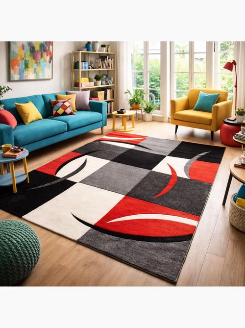 Tapis salon et chambre tissé motif damier LYN8 COMMA - Kiabi